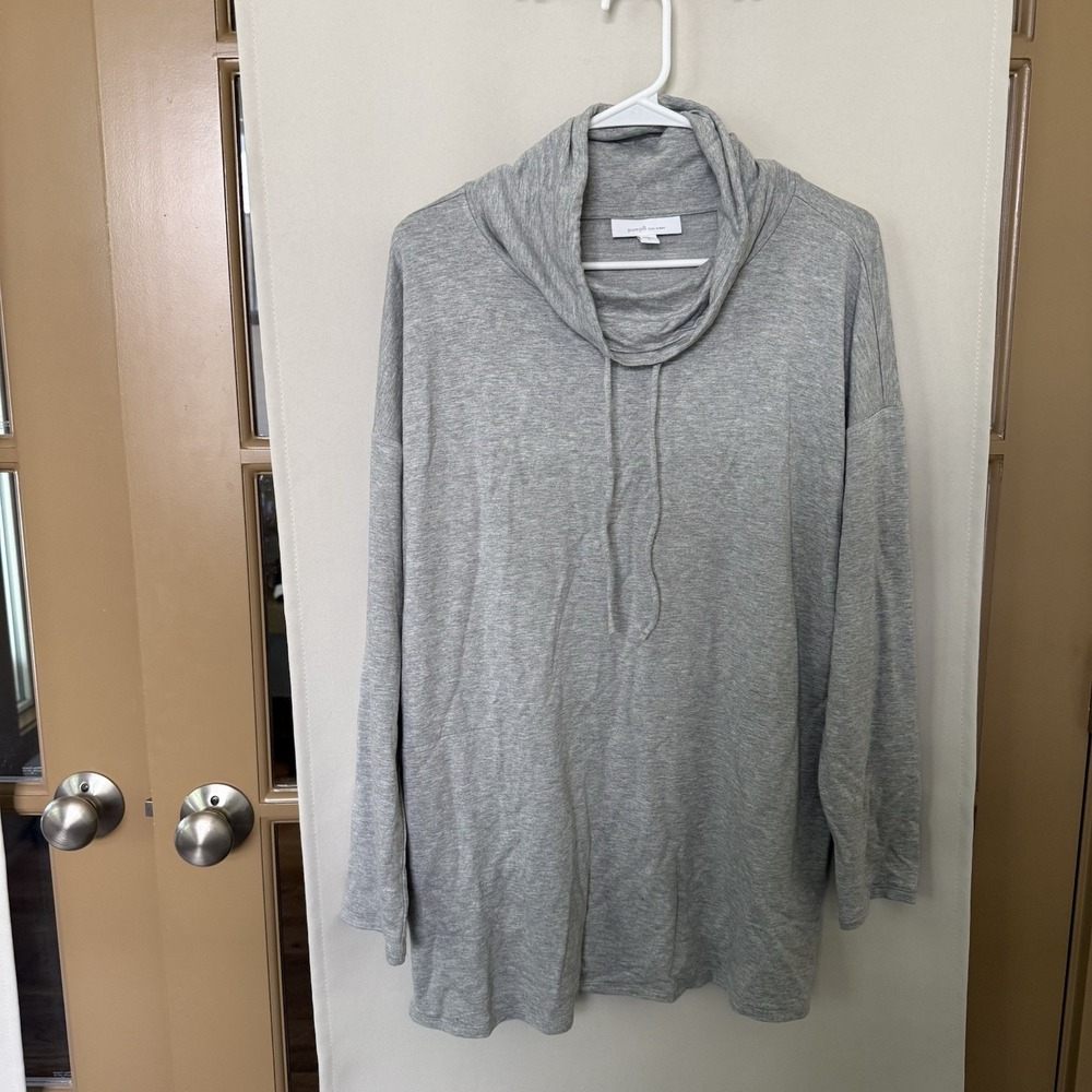 J. Jill Womens Medium Grey Purejill‎ Cowl Neck Eco Terry Pullover Pockets